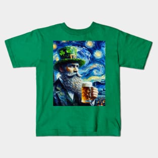 Irish Man at Starry Night Kids T-Shirt